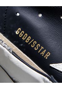 GOLDEN GOOSE - Czarne sneakersy Superstar z brokatową piętą. Kolor: czarny. Materiał: guma, zamsz. Szerokość cholewki: normalna. Wzór: aplikacja #3