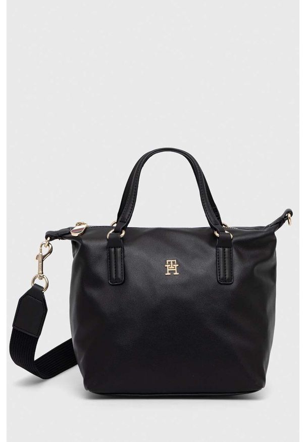 TOMMY HILFIGER - Tommy Hilfiger torebka kolor czarny. Kolor: czarny. Rodzaj torebki: na ramię