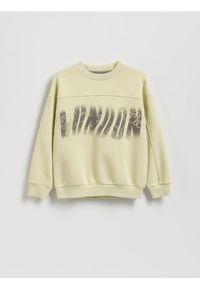 Reserved - Bawełniana bluza oversize - zielony. Kolor: zielony. Materiał: bawełna