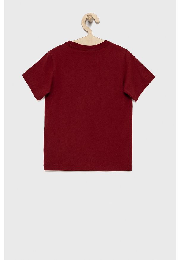 Champion T-shirt bawełniany dziecięcy kolor bordowy. Okazja: na co dzień. Kolor: czerwony. Materiał: bawełna. Wzór: haft. Styl: casual