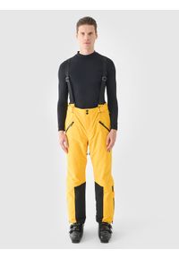 4f - 4F Spodnie narciarskie z szelkami membrana Dermizax 20000 męskie - żółte XXL. Kolor: żółty. Materiał: dzianina, poliester, tkanina, materiał. Technologia: Dermizax. Długość: długie. Sezon: zima. Sport: narciarstwo #1