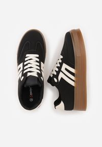 Born2be - Czarne Sneakersy Kultowe Tenisówki na Platformie Hlalna. Kolor: czarny. Materiał: jeans. Szerokość cholewki: normalna. Sezon: wiosna. Obcas: na platformie #7