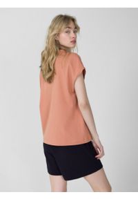outhorn - T-shirt gładki damski - pomarańczowy. Okazja: na co dzień. Kolor: pomarańczowy. Materiał: bawełna, dzianina. Długość rękawa: krótki rękaw. Wzór: gładki. Styl: casual