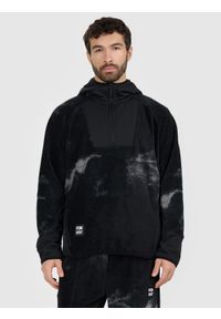 4f - 4F Polar loose z kapturem męski - czarny L. Typ kołnierza: kaptur. Kolor: czarny. Materiał: polar. Długość rękawa: raglanowy rękaw. Wzór: nadruk. Sport: snowboard, narciarstwo #1