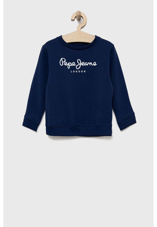 Pepe Jeans bluza bawełniana dziecięca Adam kolor granatowy z nadrukiem. Okazja: na co dzień. Kolor: niebieski. Materiał: bawełna. Wzór: nadruk. Styl: casual