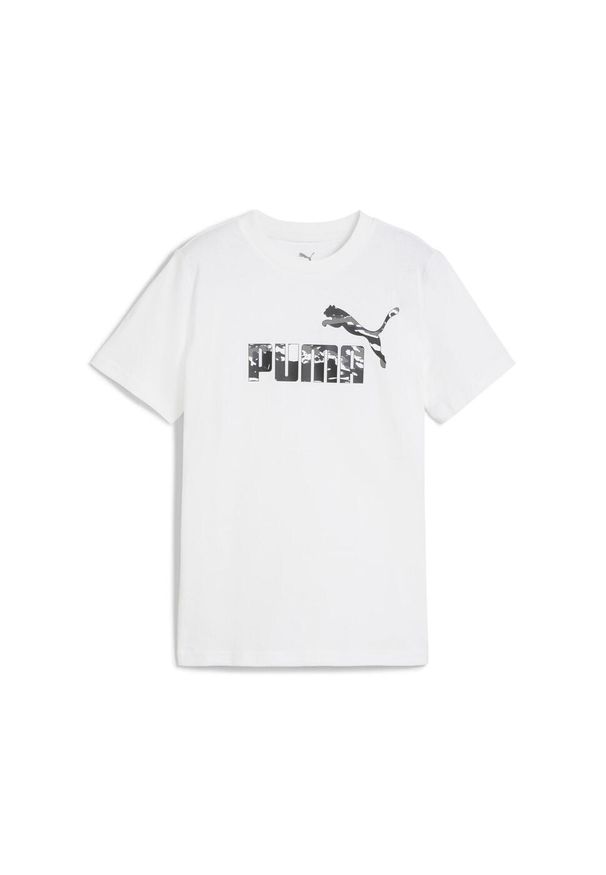 Puma - Młodzieżowa koszulka Essentials Camo PUMA White. Kolor: biały. Wzór: moro