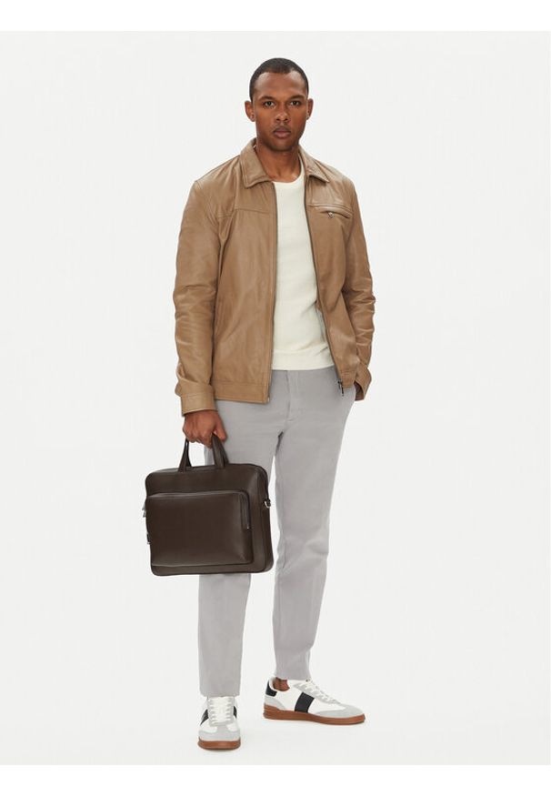 Calvin Klein Torba na laptopa Micro Pebble Slim Briefcase 36 LV04D3012G Brązowy. Kolor: brązowy. Materiał: skóra