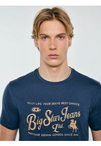 Big-Star - Koszulka męska z nadrukiem z linii Authentic ciemnoniebieska Eller 402. Kolor: niebieski. Materiał: bawełna. Wzór: nadruk. Styl: vintage, klasyczny #3