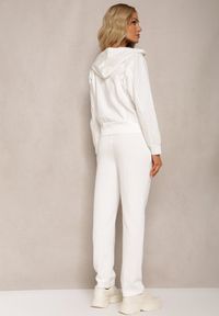 Renee - Biały Komplet Dresowy z Elastycznej Bawełny Spodnie z Gumką i Bluza z Kapturem Willama. Kolor: biały. Materiał: bawełna, dresówka #3