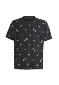 Adidas - Koszulka adidas x Star Wars Z.N.E. Kids. Kolor: czarny, szary, wielokolorowy. Materiał: bawełna. Wzór: motyw z bajki. Sport: joga i pilates