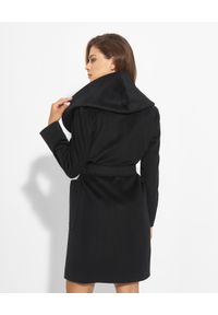 CINZIA ROCCA - Czarny płaszcz z oversizowym kołnierzem. Kolor: beżowy. Materiał: wełna, materiał. Długość: do kolan #7