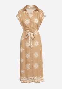 Born2be - Brązowa Sukienka z Wiskozą o Koszulowym Kroju Zapinana na Guziki Mivitia. Okazja: na spotkanie biznesowe, na spacer. Typ kołnierza: dekolt w kształcie V. Kolor: brązowy. Materiał: wiskoza. Typ sukienki: koszulowe. Styl: biznesowy, elegancki #3