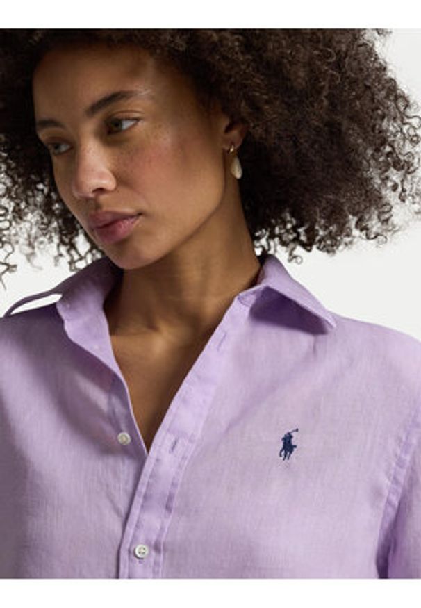 Polo Ralph Lauren Koszula 211970730513 Fioletowy Classic Fit. Typ kołnierza: polo. Kolor: fioletowy. Materiał: len