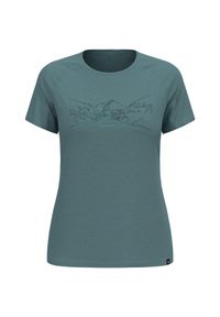 Odlo - Koszulka z krótkim rękawem damska ODLO Ascent PW 130 Run. Bike. Hike.. Kolor: turkusowy, niebieski, wielokolorowy. Materiał: wełna. Długość rękawa: krótki rękaw. Długość: krótkie. Sport: bieganie #1
