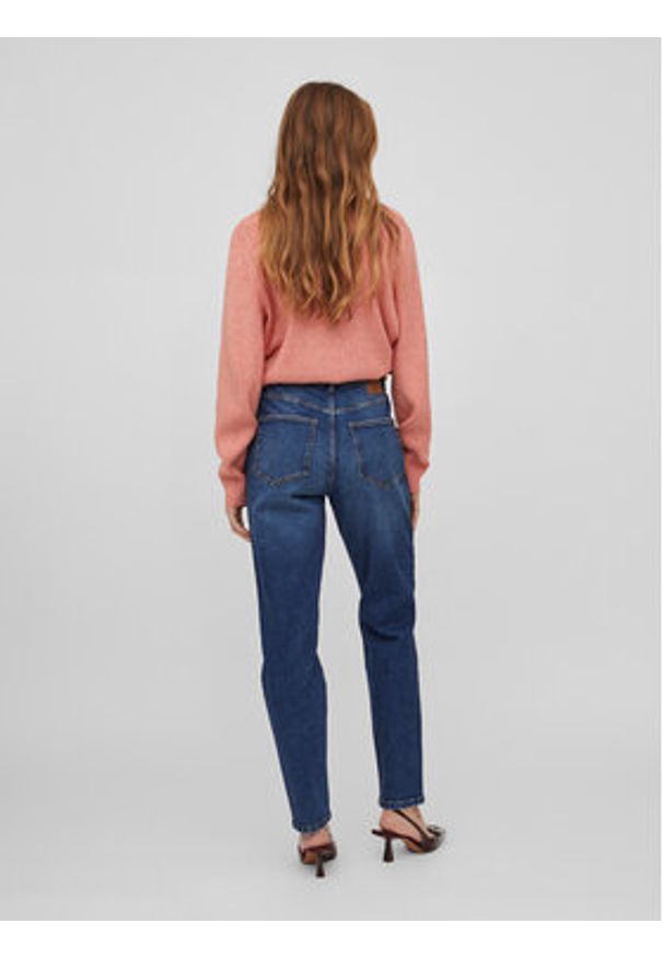Vila Jeansy Naomi 14080820 Granatowy Mom Fit. Kolor: niebieski
