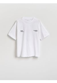 Reserved - T-shirt z nadrukiem - złamana biel. Materiał: dzianina, bawełna. Wzór: nadruk #1