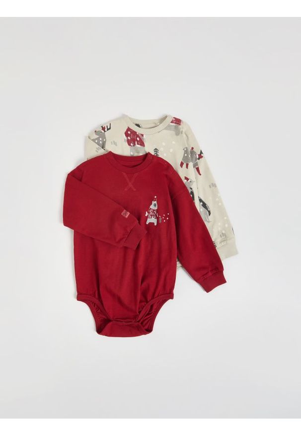 Reserved - BABIES` BODY SUIT - czerwony. Kolor: czerwony. Materiał: dzianina, bawełna