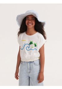 Reserved - T-shirt z aplikacją - złamana biel. Kolor: kremowy. Materiał: dzianina, bawełna. Długość: krótkie. Wzór: aplikacja