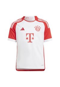 Adidas - Koszulka do piłki nożnej dla dzieci ADIDAS Bayern Monachium sezon 2023/2024. Kolor: biały, czerwony, wielokolorowy. Sport: piłka nożna