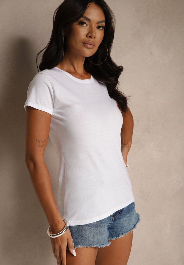 Biały t-shirt Renee casualowy, na co dzień