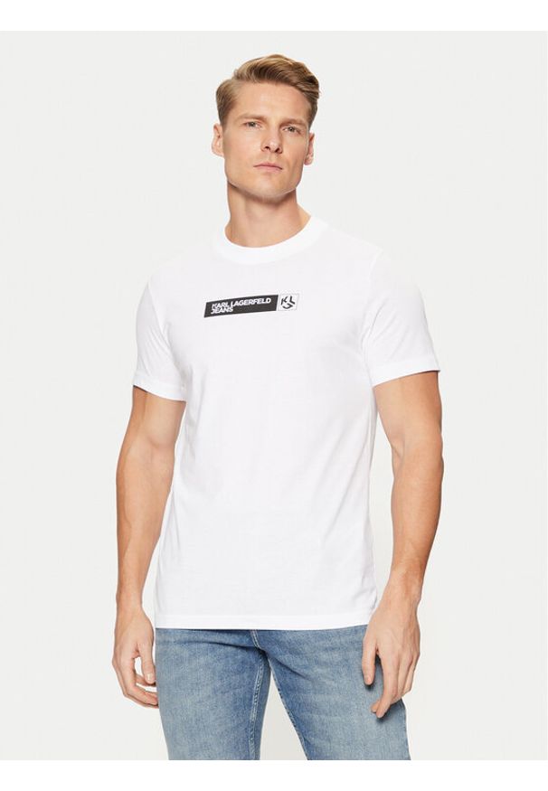 Karl Lagerfeld Jeans T-Shirt A1M17112 Biały Slim Fit. Kolor: biały. Materiał: bawełna, syntetyk