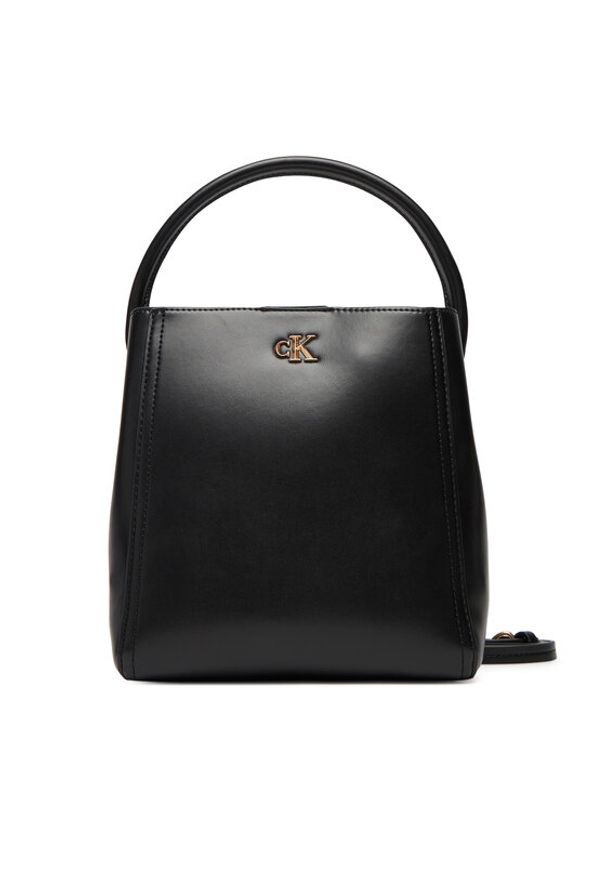 Calvin Klein Torebka Ck Bucket With Strap LV04F3174G Czarny. Kolor: czarny. Materiał: skórzane