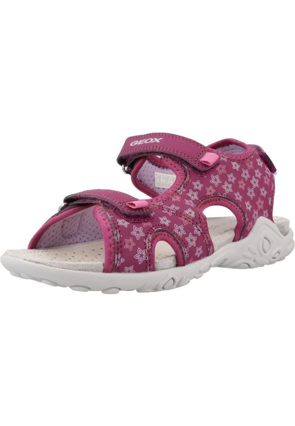 Geox - Sandały GEOX J SANDAL WHINBERRY G Bordeaux. Kolor: czerwony. Materiał: tkanina, syntetyk