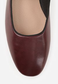 Born2be - Bordowe Balerinki Vices ze Skórzaną Wkładką i Paskiem Vikiseme. Okazja: na co dzień. Zapięcie: pasek. Kolor: czerwony. Materiał: skóra. Styl: casual, elegancki #4