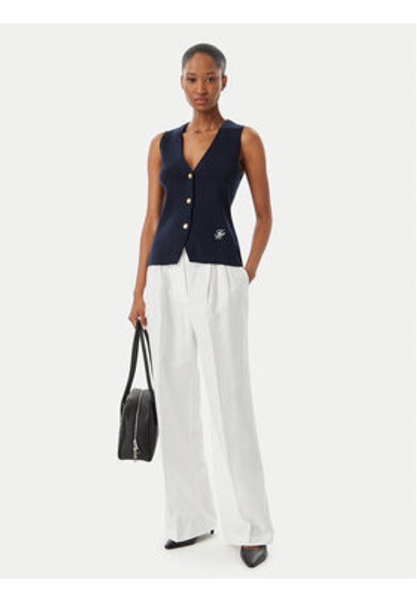 TOMMY HILFIGER - Tommy Hilfiger Top WW0WW49707 Granatowy Slim Fit. Kolor: niebieski. Materiał: bawełna