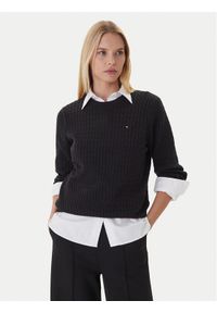TOMMY HILFIGER - Tommy Hilfiger Sweter Fine WW0WW44993 Czarny Regular Fit. Kolor: czarny. Materiał: bawełna