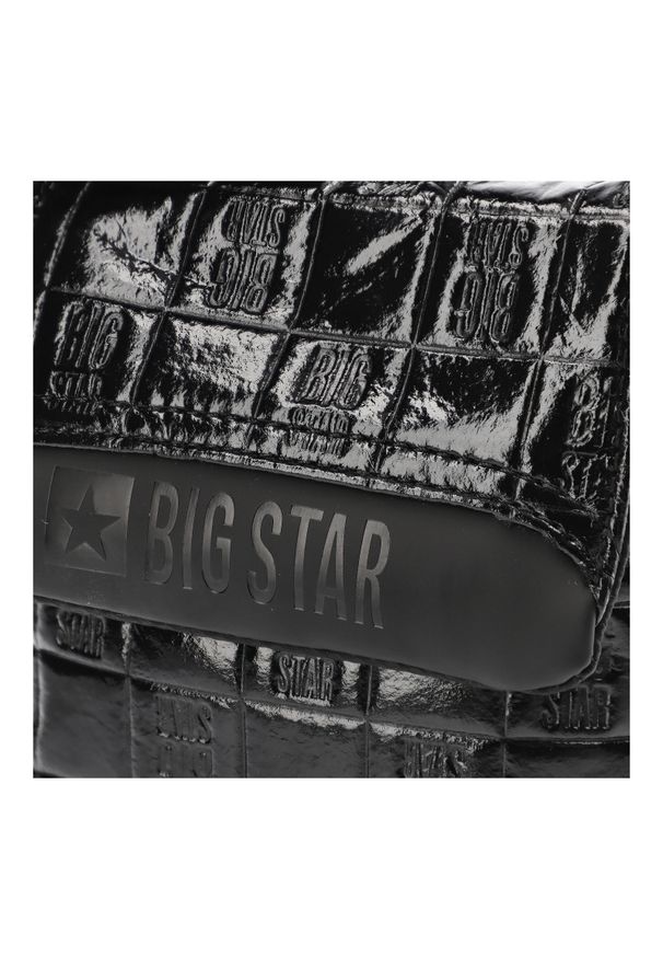 Big-Star - Czarna Modna Mała Saszetka Damska Big Star. Kolor: czarny. Materiał: skóra ekologiczna, materiał. Wzór: aplikacja