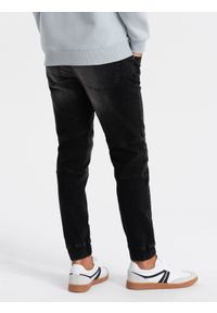 Ombre Clothing - Spodnie męskie marmurkowe JOGGERY z przetarciami - czarne V2 - Rozmiar: L. Kolor: czarny. Materiał: guma, elastan, bawełna #6