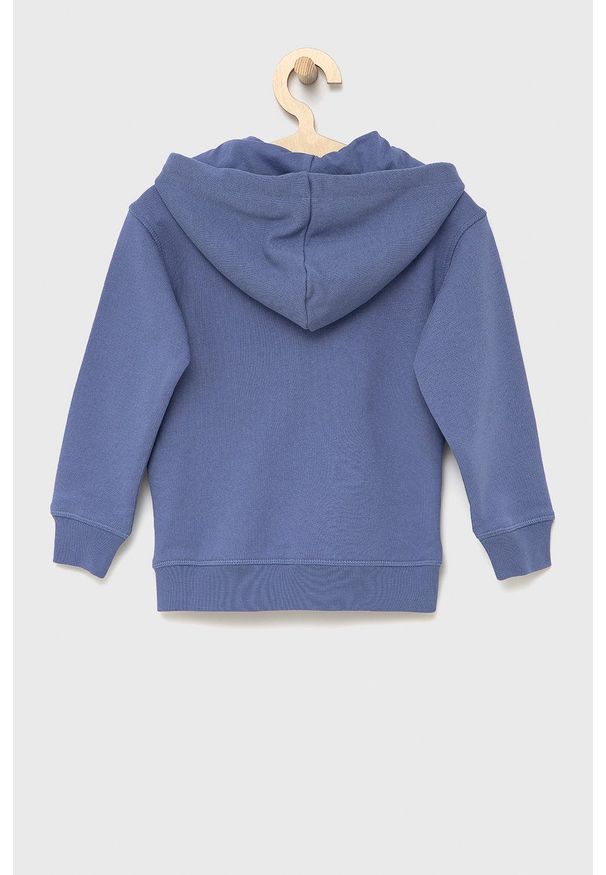 Guess bluza dziecięca kolor fioletowy z kapturem gładka. Typ kołnierza: kaptur. Kolor: fioletowy. Materiał: materiał, włókno, bawełna. Wzór: gładki