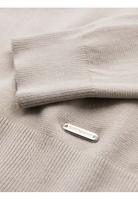 Ombre Clothing - Sweter męski z okrągłym dekoltem z elastycznej dzianiny o klasycznym splocie - beżowy V3 - Rozmiar: XL. Okazja: na co dzień. Kolor: beżowy. Materiał: dzianina. Wzór: ze splotem. Styl: klasyczny #5