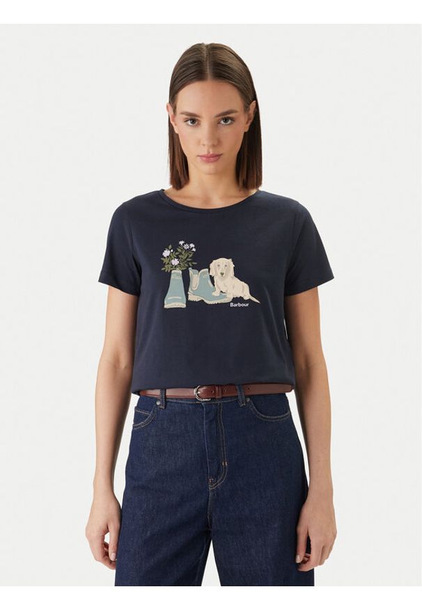 Barbour T-Shirt Brambles LTS0712NY73 Granatowy Regular Fit. Kolor: niebieski. Materiał: bawełna