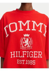 TOMMY HILFIGER - Tommy Hilfiger T-Shirt Varsity Crest WW0WW50940 Czerwony Oversize. Kolor: czerwony. Materiał: bawełna #3