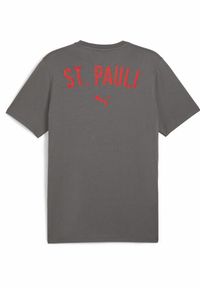 Puma - Męska koszulka Casuals FC St. Pauli PUMA Flat Medium Gray Red. Kolor: czerwony, wielokolorowy, szary