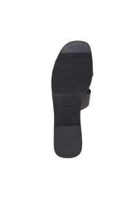 Wittchen - Damskie klapki ze skóry z przodem w literę H czarne. Okazja: na co dzień. Nosek buta: okrągły. Kolor: czarny. Wzór: geometria. Materiał: skóra. Sezon: lato. Obcas: na obcasie. Styl: wakacyjny, boho, casual, elegancki. Wysokość obcasa: niski #9