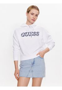 Guess Bluza W3RQ09 KBKM0 Biały Regular Fit. Kolor: biały. Materiał: bawełna