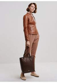 Ochnik - Brązowa torebka shopper damska. Kolor: brązowy. Materiał: skórzane. Rodzaj torebki: na ramię #4