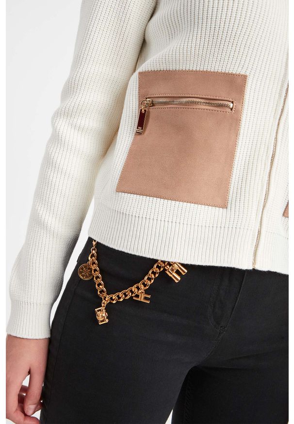 Elisabetta Franchi - SWETER ELISABETTA FRANCHI. Typ kołnierza: kołnierzyk stójkowy. Materiał: zamsz