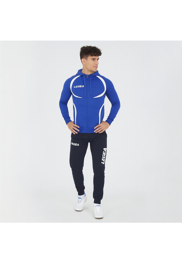 LEGEA - Komplet sportowy TUNISIA BOGOTA rozmiar dziecięcy. Okazja: na uczelnię. Kolor: niebieski. Materiał: dresówka. Wzór: haft. Styl: sportowy