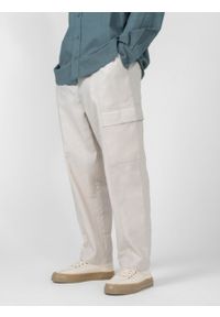 outhorn - Spodnie tkaninowe cargo męskie - beżowe. Kolor: beżowy. Materiał: tkanina