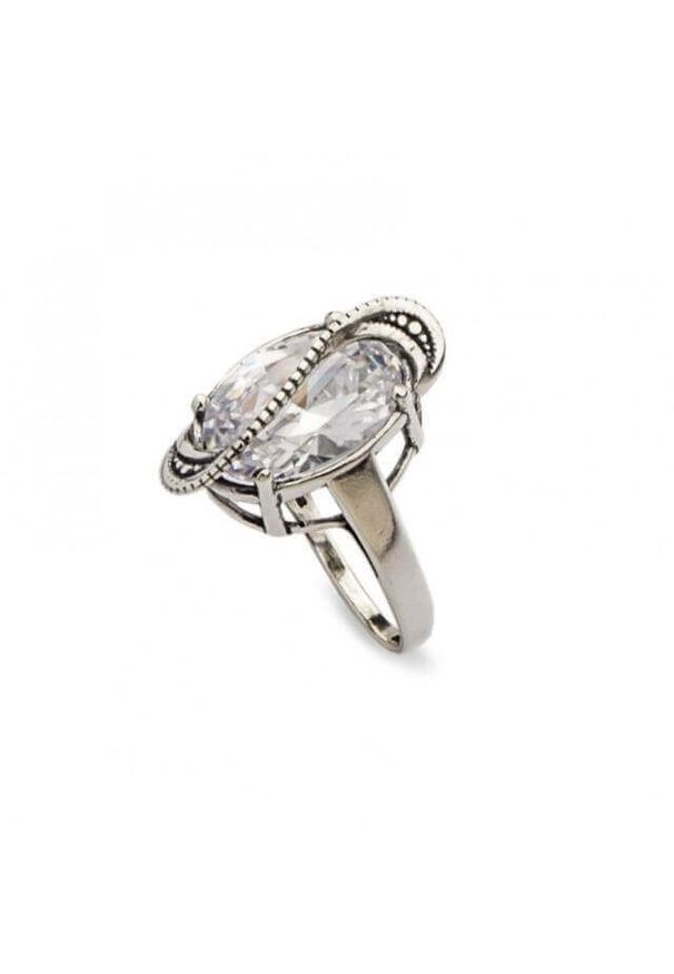 Polcarat Design - Srebrny pierścionek z cyrkonią PK 1817. Materiał: srebrne. Kolor: srebrny. Wzór: aplikacja. Kamień szlachetny: cyrkonia
