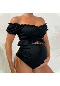Intica - Strój ciążowy dwuczęściowy do pływania dla przyszłych mam Nila. Kolekcja: moda ciążowa. Kolor: czarny. Materiał: materiał #2
