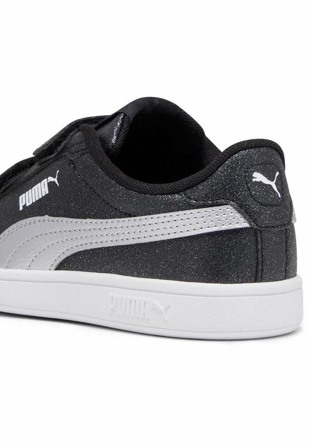 Puma - Dziecięce sneakersy Smash 3.0 Glitz Glam PUMA Black Silver White Metallic. Kolor: biały, wielokolorowy, czarny, szary. Materiał: skóra, syntetyk, materiał. Szerokość cholewki: normalna