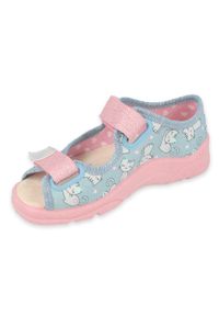 Befado obuwie dziecięce 869X167 niebieskie różowe szare. Kolor: różowy, niebieski, szary, wielokolorowy. Materiał: tkanina, bawełna #2