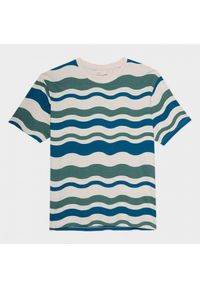 outhorn - T-shirt oversize z nadrukiem męski - oliwkowy. Okazja: na co dzień. Kolor: oliwkowy. Materiał: bawełna, dzianina. Wzór: nadruk. Styl: casual #2