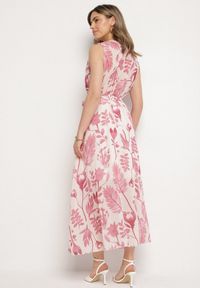 Born2be - Różowa Kopertowa Sukienka z Wiskozą z Wiązanym Paskiem Nativire. Okazja: na co dzień. Typ kołnierza: dekolt w serek. Kolor: różowy. Materiał: wiskoza. Typ sukienki: kopertowe. Styl: elegancki, casual, klasyczny #6