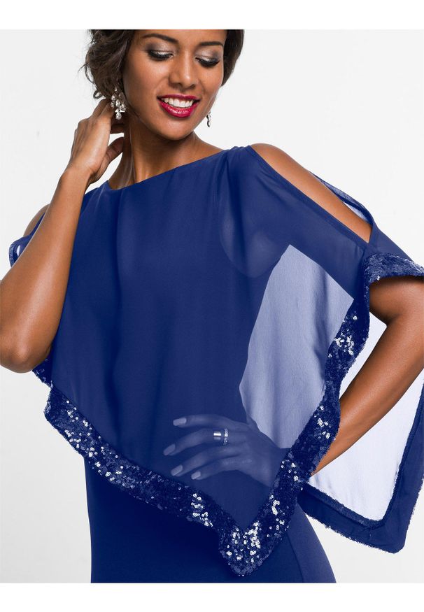 bonprix - Sukienka z dżerseju z cekinami. Kolor: czerwony. Materiał: jersey. Styl: wizytowy